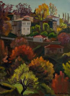 Portaria, From the Turn, Landscape with Bold Colors — Oil painting, Canvas, 46.00×61.00cm — Theodoros Markellos